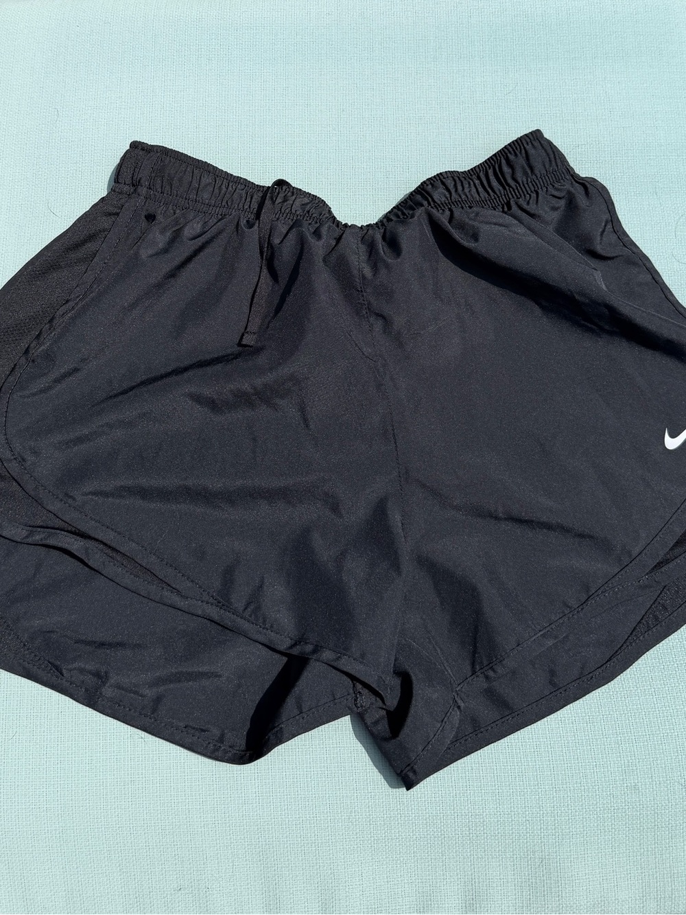 Nike Women's Black Athletic Running Shorts with White Swoosh